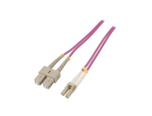 Patch cord światłowodowy OM4 LC/UPC,SC/UPC 2m LSZH różowy 54349