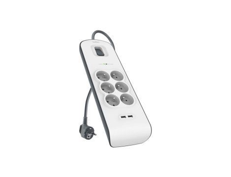 Listwa przepięciowa z filtrem RFI 6-gniazd 2-USB Belkin BSV604CA2M