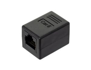Łącznik modularny beczka 2xRJ45 8P8C kat.6 nieekranowany UTP czarny