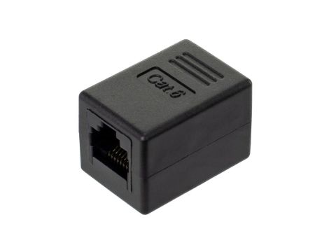 Łącznik modularny beczka 2xRJ45 8P8C kat.6 nieekranowany UTP czarny