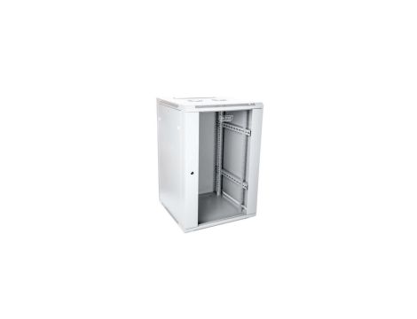 Szafa sieciowa wisząca 19 15U rack 600x600, drzwi szyba, szary, niedzielona, niezłożona, 60kg DN-WU19 15U/600
