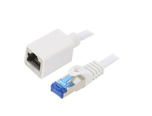 Przedłużacz RJ45 S/FTP 6a Cu LSZH biały 1m 26AWG CQX031S