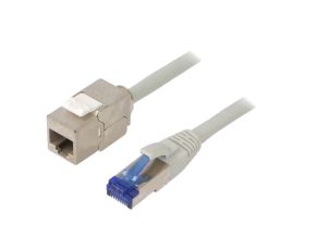 Przedłużacz RJ45 S/FTP 6a linka Cu LSZH szary 1m 26AWG CC5032S