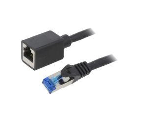 CQX033S Przedłużacz RJ45 S/FTP 6a Cu LSZH czarny 1m 26AWG