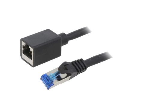 CQX033S Przedłużacz RJ45 S/FTP 6a Cu LSZH czarny 1m 26AWG