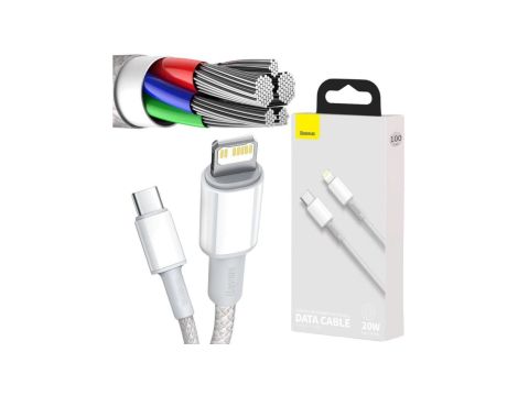 KABEL USB-C -Lightning / iPhone Baseus Cafule CATLGD-02 1m 20W PD Quick Charging BIAŁY W OPLOCIE