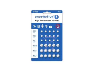 Zestaw 30 baterii 1,5V 10x AG3 / LR41 5x AG4 / LR626 5x AG10 / LR1130 10x AG13 / LR1154 everActive