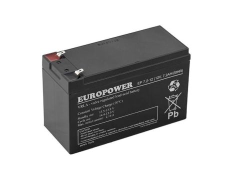 Akumulator AGM EUROPOWER serii EP 12V 7,2Ah