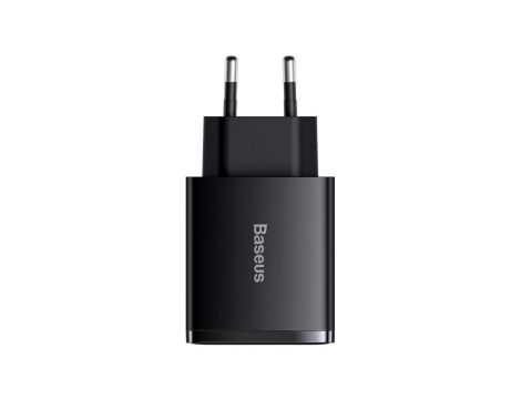 ŁADOWARKA SIECIOWA Baseus Compact Quick Charger CCXJ-E01 30W 2x USB-A 1x USB-C PD 3.0 QC 3.0 CZARNA