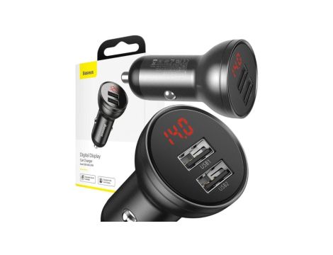 ŁADOWARKA SAMOCHODOWA Baseus Digital Display CCBX-0G 24W 4.8A 2x USB-A CZARNA
