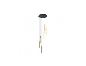 Lampa wisząca ELIOT kolor jasne drewno/ czarny mat metal/drewno, aluminium, tworzywo sztuczne, LED 2900 Lm 3000K IP20 MD4768-6-3