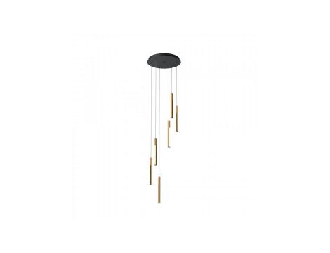 Lampa wisząca ELIOT kolor jasne drewno/ czarny mat metal/drewno, aluminium, tworzywo sztuczne, LED 2900 Lm 3000K IP20 MD4768-6-3