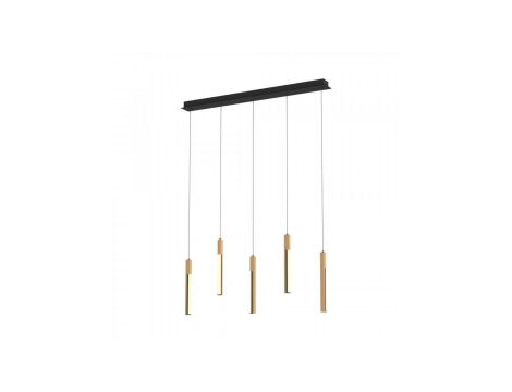Lampa wisząca ELIOT kolor jasne drewno/ czarny mat metal/drewno, aluminium, tworzywo sztuczne, LED 2900 Lm 3000K IP20 MD4768-5-3