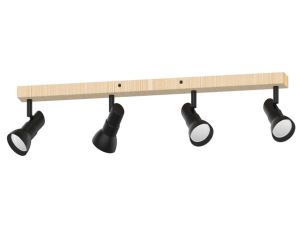 Lampa sufitowa reflektorki na listwie TRIEST kolor czarny mat/drewno metal, 4xGU10 IP20 JP01A-SP-04AS-BWD.373 Zuma Line