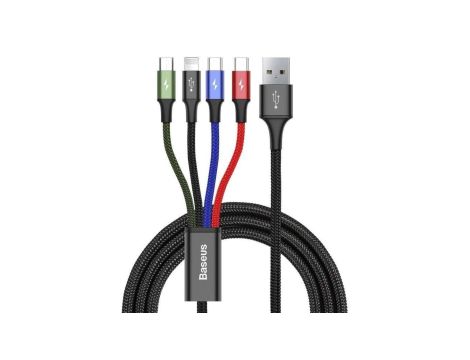 Zestaw kabli zasilający Baseus CA1T4-B01 (USB - Lightning, Micro USB, USB typu C 1,2m kolor czarny)