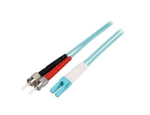 FP3LT02 Patch cord światłowodowy OM3 LC/UPC,ST/UPC 2m LSZH turkusowy