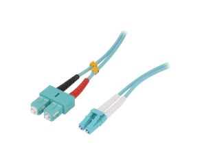 Patch cord światłowodowy OM3 LC/UPC,SC/UPC 1m LSZH turkusowy FP3LS01