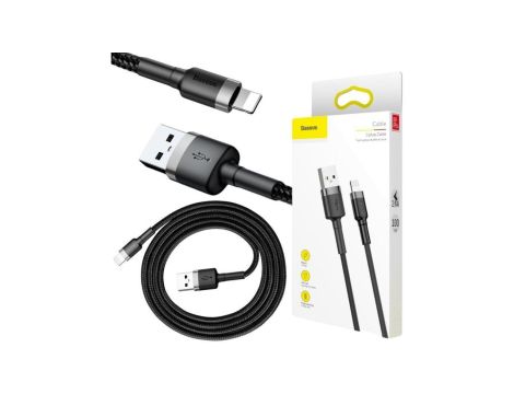 KABEL USB-A / Lightning iPhone Baseus Cafule CALKLF-BG1 100cm Apple 2.4A CZARNO-SZARY W OPLOCIE