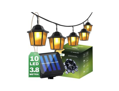 Girlanda Solarna Ogrodowa 10x LED Latarenka 3.8m 3000K Ciepła ARIA LUMILED