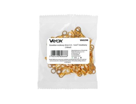 Konektor oczkowy 4mm 0.3 - 1mm2 miedziany (100szt.) VA0298 Vayox