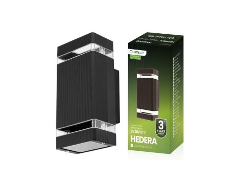 Lampa Ogrodowa Kinkiet Elewacyjny góra dół GU10 Czarny HEDERA LUMILED
