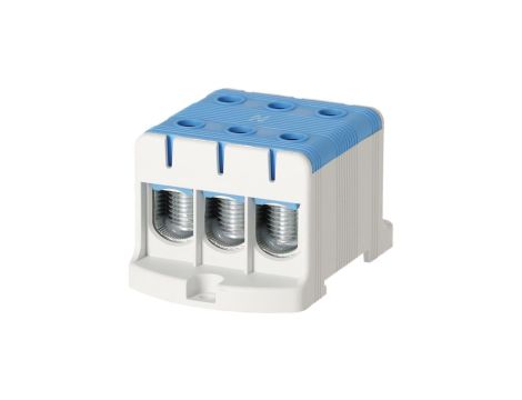 Blok rozdzielczy odgałęźny 3-polowy Al/Cu 16-95mm2 (max. 95mm2) na szynę TH35 niebieski FJ-E95/3/B HEDO