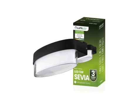 Kinkiet Elewacyjny LED Ścienny Ogrodowy Ciepła 4000K 5W IP54 SEVIA Czarny LUMILED