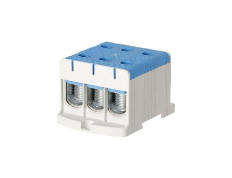 Blok rozdzielczy odgałęźny 3-polowy Al/Cu 35-150mm2 (max. 150mm2) na szynę TH35 niebieski FJ-E150/3/B HEDO