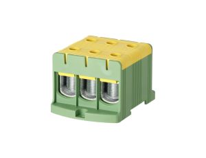Blok rozdzielczy odgałęźny 3-polowy Al/Cu 35-150mm2 (max. 150mm2) na szynę TH35 żółto-zielony FJ-E150/3/D HEDO