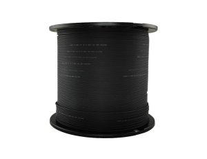 Kabel światłowodowy 2 włókna 2J SM 9/125 FTTH płaski uniwersalny wzmocnienie dwoma prętami stalowymi czarny LSOH Alantec 1000m