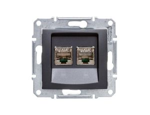 SEDNA Gniazdo komputerowe podwójne RJ45 kat.6 FTP grafitowe SDN5000170