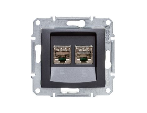 SEDNA Gniazdo komputerowe podwójne RJ45 kat.6 FTP grafitowe SDN5000170
