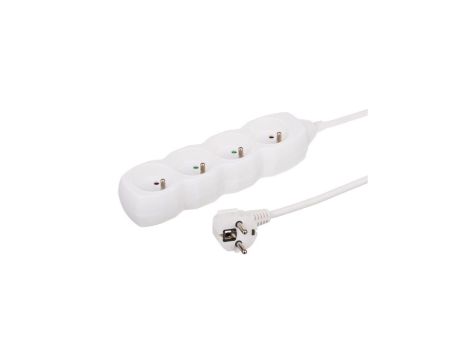 Przedłużacz 4-gniazdowy, 5m biały, 3x1,0mm OWY 34450