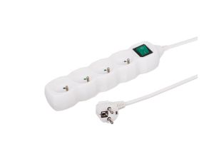Przedłużacz 4-gniazdowy, 5m biały, z łącznikiem, 3x1,0mm OWY 35450