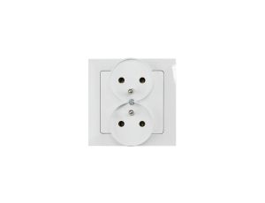 Gniazdo podtynkowe podwójne 2x2p+Z do ramki, Pola białe, 33028