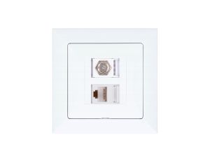 Gniazdo podtynkowe typu F + gn. RJ-45 Pola białe, 33026