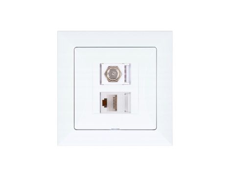 Gniazdo podtynkowe typu F + gn. RJ-45 Pola białe, 33026