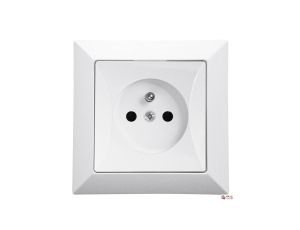 Gniazdo podtynkowe pojedyncze z uziemieniem 2P+Z Pola białe, 33029