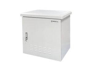 Zewnętrzna szafka rack IP55, wisząca 19 9U 600x450, 4 belki nośne, 4 przepusty kablowe, kolor szary