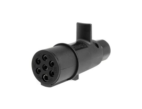 Wtyczka naczepowa typu N (czarna) 7-pin 24V plastikowa na kabel AMIO