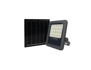 Projektor z panelem solarnym PREMIUM 400lm 4000K 5Ah szary IP65 z przewodem naświetlacz led EC61017 3 lata gwar.