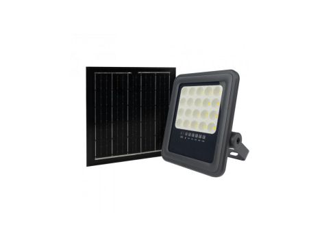 Projektor z panelem solarnym PREMIUM 400lm 4000K 5Ah szary IP65 z przewodem naświetlacz led EC61017 3 lata gwar.