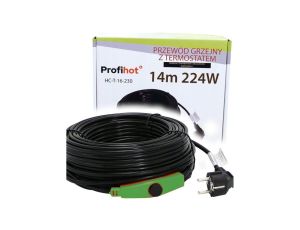 KABEL GRZEWCZY PRZEWÓD GRZEJNY Z TERMOSTATEM do rynny rur 230V 224W 14M