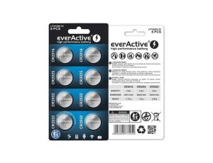 Zestaw 8 baterii 3,0V 4x CR2032 2x CR2025 2x CR2016 everActive