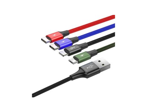 KABEL 4w1 USB-A / Lighting iPhone 2x USB-C micro-USB Baseus Cafule CA1T4-B01 1.2m 3.5A W OPLOCIE