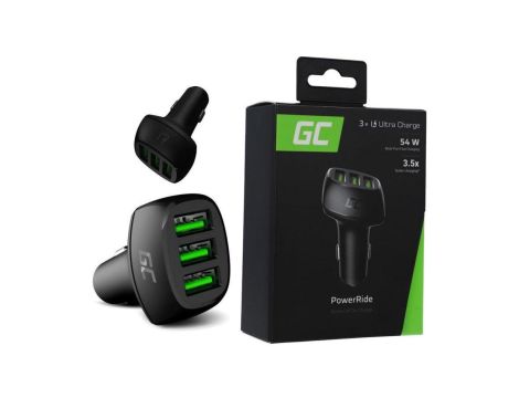 ŁADOWARKA SAMOCHODOWA Green Cell POWERRIDE 54W 3xUSB 18W ULTRA CHARGE CADGC01