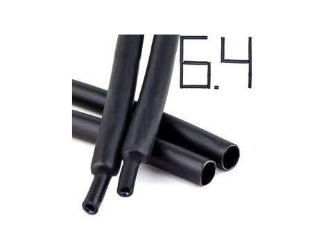 1M RURKA KOSZULKA TERMOKURCZLIWA z KLEJEM GRUBA CZARNA 6mm 6.4/2.2 mm