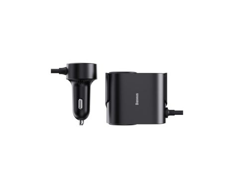 Adapter Baseus High Efficiency Pro 2x gniazdo zapalniczki z ładowarką USB-A USB-C 30W - czarny