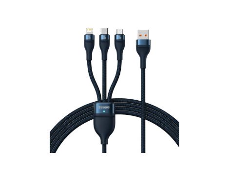 Baseus Flash Series II kabel USB - USB Typ C / Lightning / micro USB 100 W 1,2 m niebieski (CASS0300