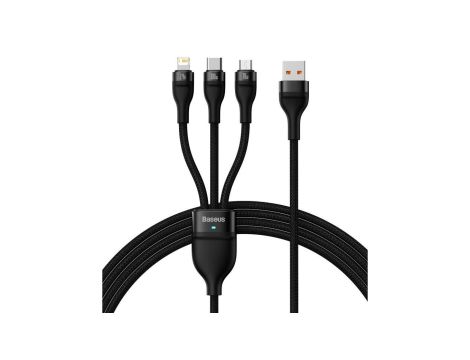 Baseus Flash Series II kabel USB - USB Typ C / Lightning / micro USB 100 W 1,2 m czarny (CASS030001)